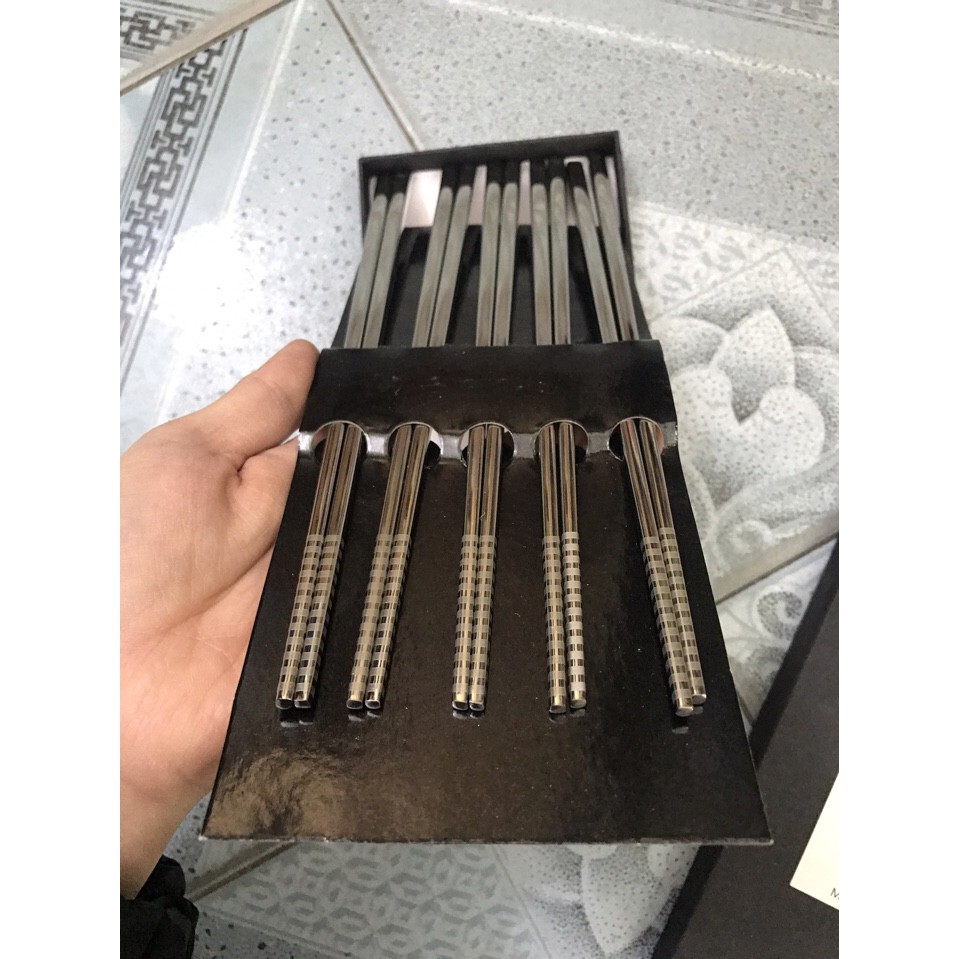 SET 5 ĐÔI ĐŨA INOX 304 ĐẶC RUỘT JAPAN