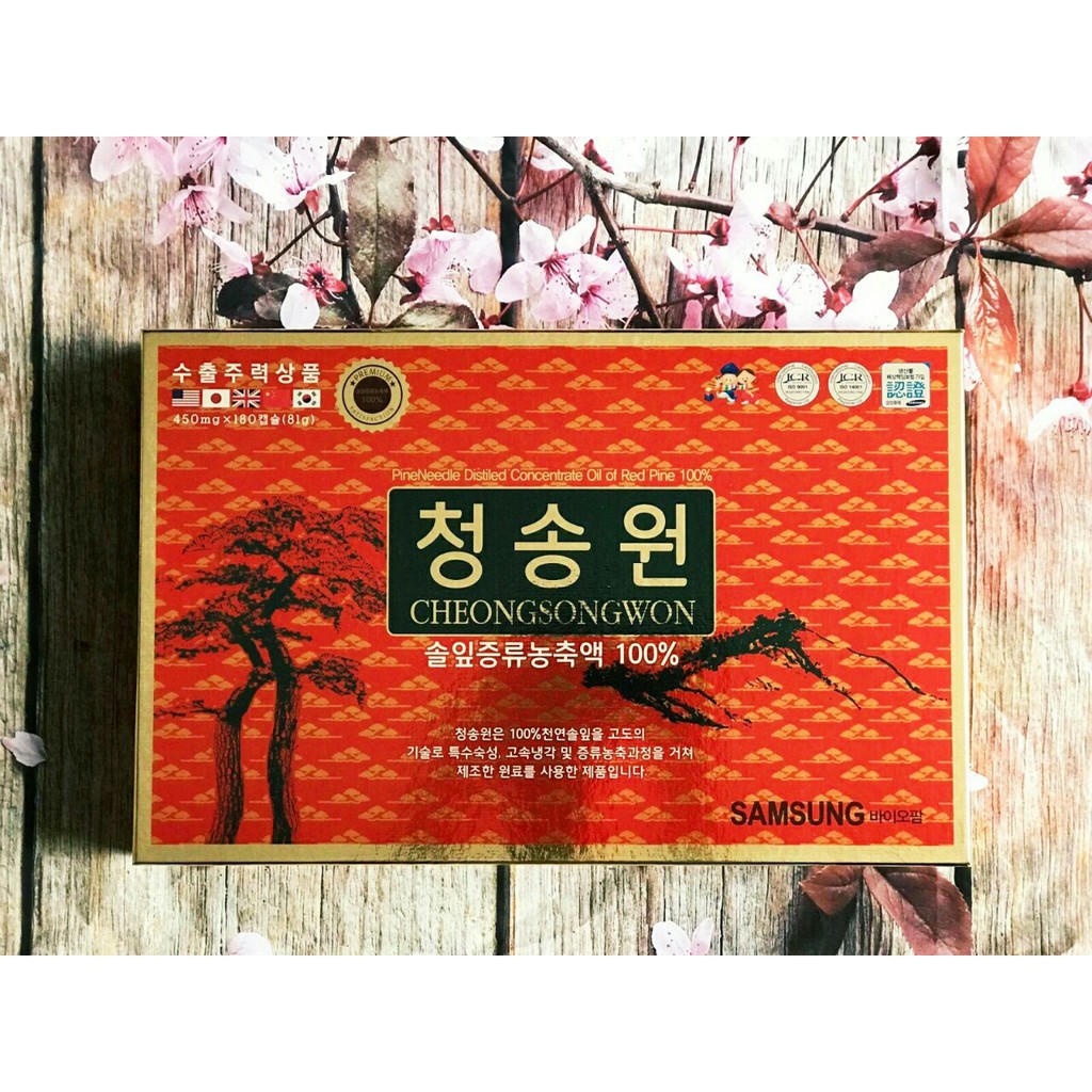 Tinh Dầu Thông Đỏ Hàn Quốc Cheongsongwon Cao Cấp, Hộp Đỏ 180 viên