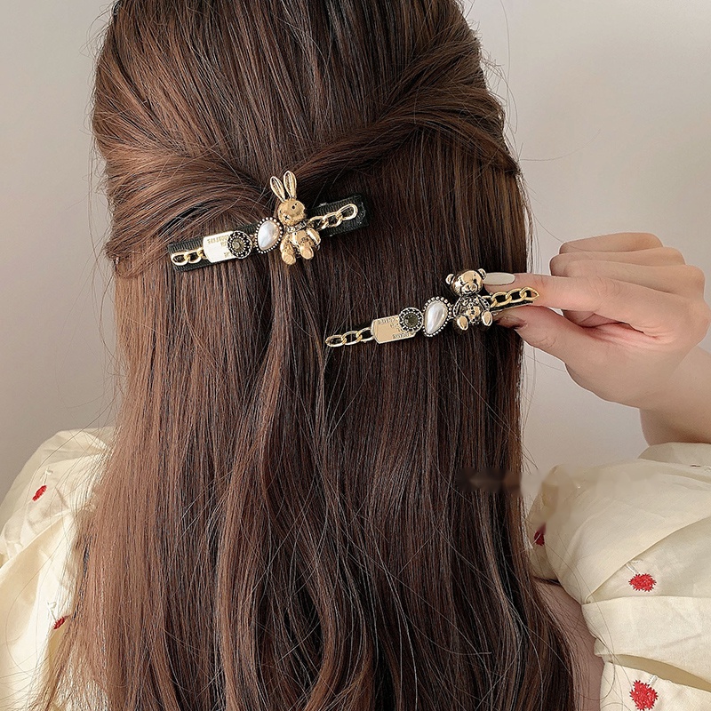 Kẹp tóc đính ngọc trai nhân tạo phong cách cổ điển thời trang thu đông dành cho bạn gái