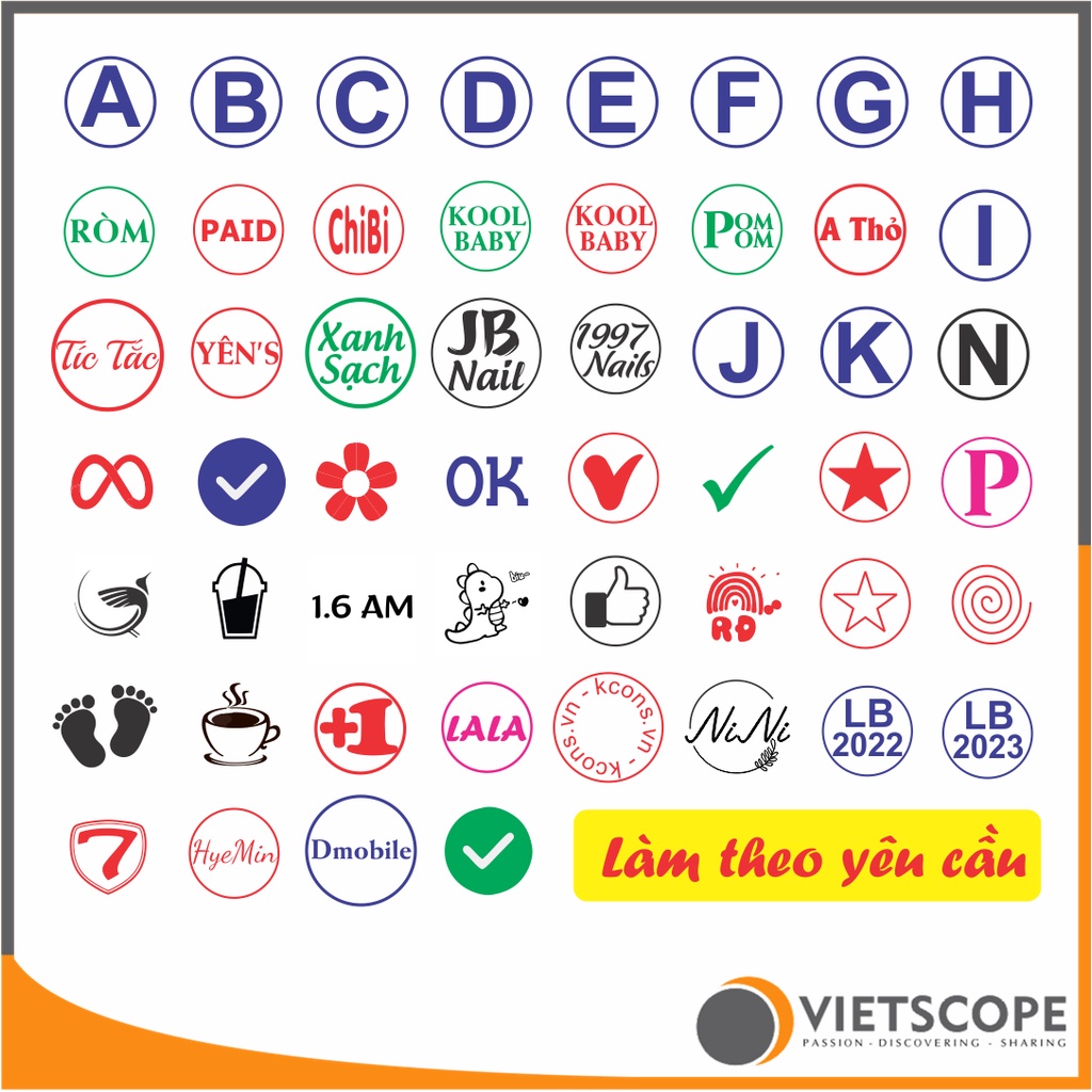 Con Dấu Tích Điểm - Bảo Hành - Khen Thưởng Mini Tròn 9mm In Lên Mọi Chất Liệu