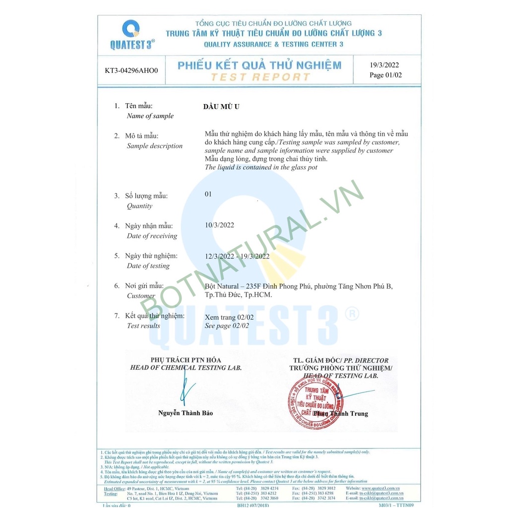 Dầu mù u nguyên chất 100%  - Tamanu Oil Organic 10ml-50ml | Bột Natural