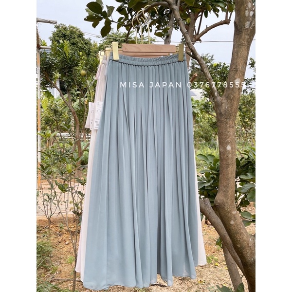Chân váy xếp ly Chiffon Pleated Skirt U N I Nhật