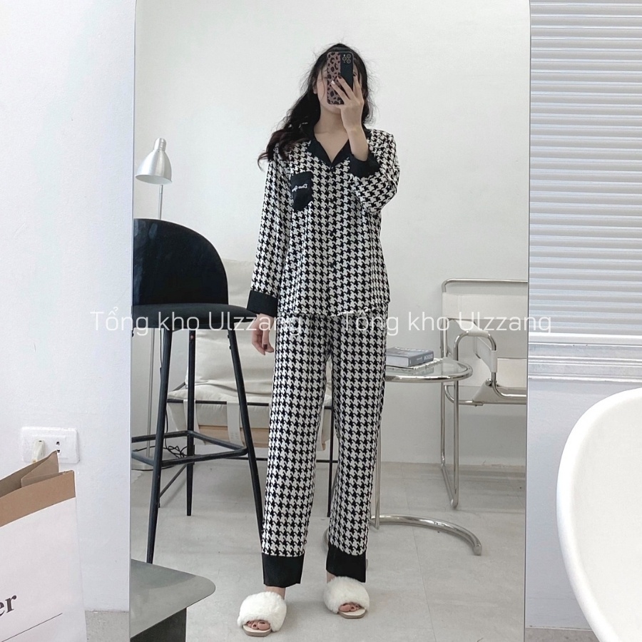 Bộ Pijama Lụa Hạc Dài Tay Chất Lụa Cao Cấp Mềm Mịn Mát