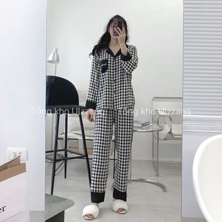 Bộ Pijama Lụa Hạc Dài Tay Chất Lụa Cao Cấp Mềm Mịn Mát