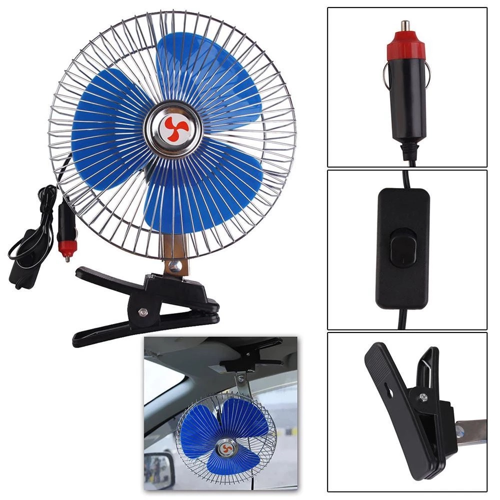 Quạt Kẹp Ô Tô 12V - 24V Quạt Xe Tải Lồng Sắt Cao Cấp Quạt Kẹp Bình Ắc Quy