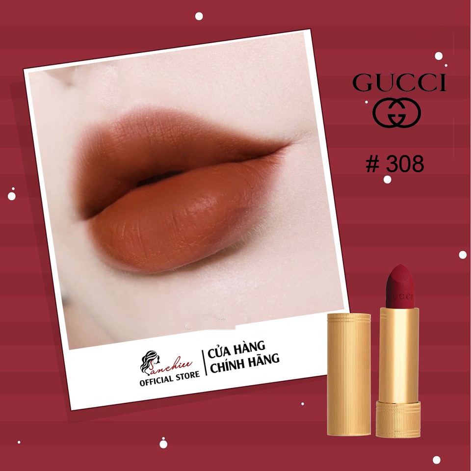 Son Môi Gucci Matte Satin, Son Kem Gucci. Chất Son Lì Hoàn Hảo, Siêu Mịn, Che Được Hết Các Khuyết Điểm Của Môi