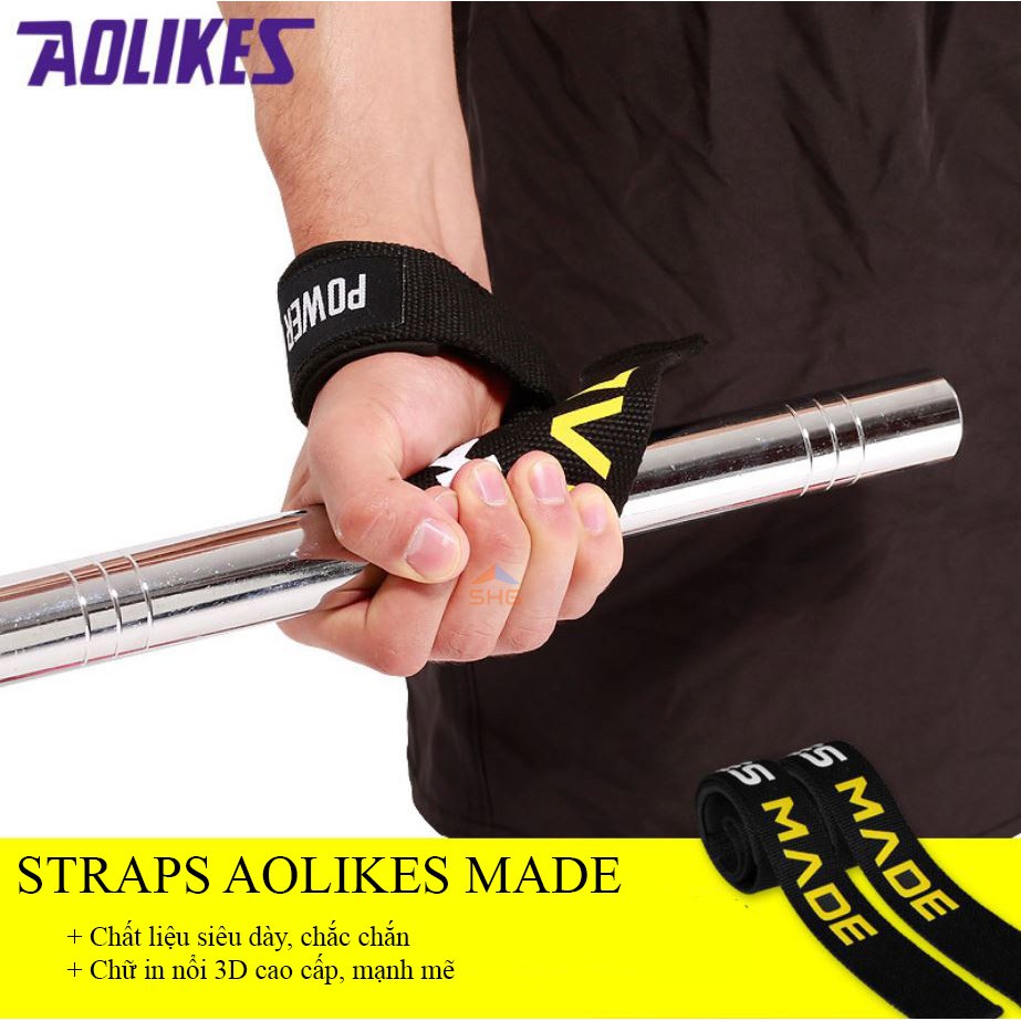 DÂY KÉO LƯNG (STRAPS) AOLIKE MADE HỖ TRỢ TẬP GYM CAO CẤP