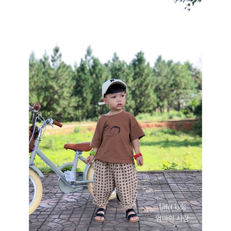 QUẦN VẢI CARO HÀN 2230 DÀNH CHO BÉ GÁI VÀ BÉ TRAI SIZE 80 ĐẾN 120