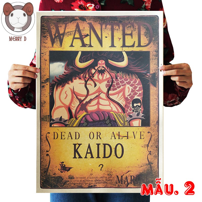 Poster 51x36cm One Piece Tứ Hoàng Vintage - Hình Vua Hải Tặc - Shanks, Kaido, Râu Đen, Bố Già, Big Mom