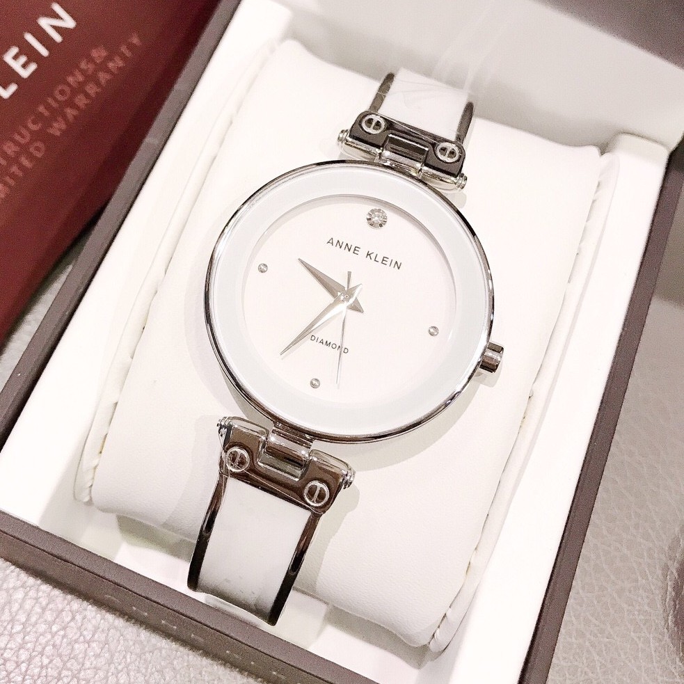 Đồng Hồ Anne Klein Trắng Vỏ Bạc Cho Nữ