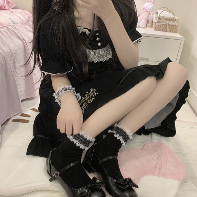 Youyo Vớ Thuyền Dài Đến Mắt Cá Chân Phối Ren Bèo Ấm Áp Phong Cách Lolita Cho Nữ