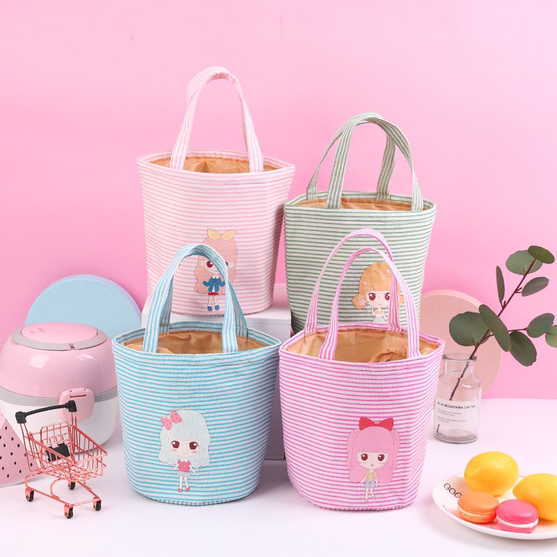 Túi Đựng Hộp Cơm Trưa Giữ Nhiệt Họa Tiết Hoạt Hình Dễ Thương