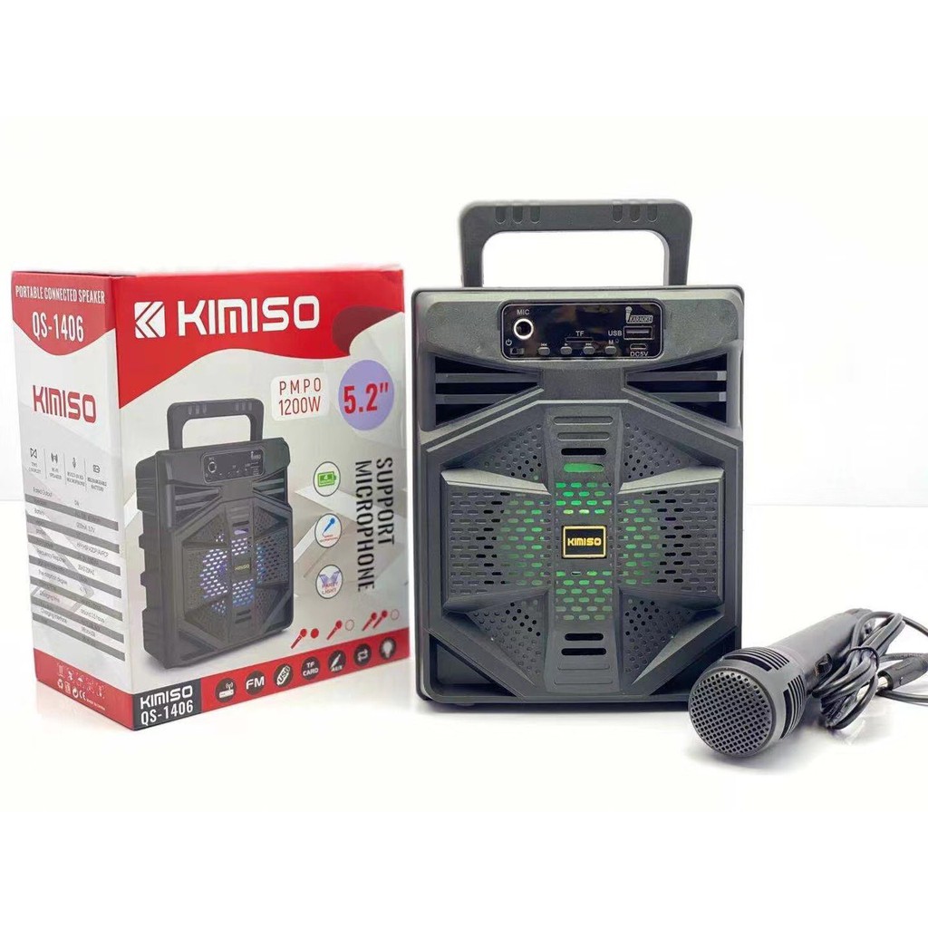 Loa Di Động Karaoke KIMISO QS-1406 (Bass 5.2", 1 Micro có dây)