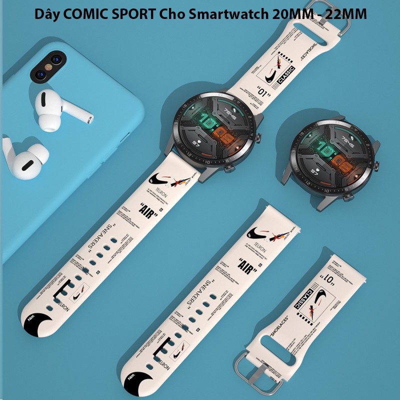 Dây COMIC SPORT Cho Smartwatch 20MM - 22MM - Mềm Phong Cách