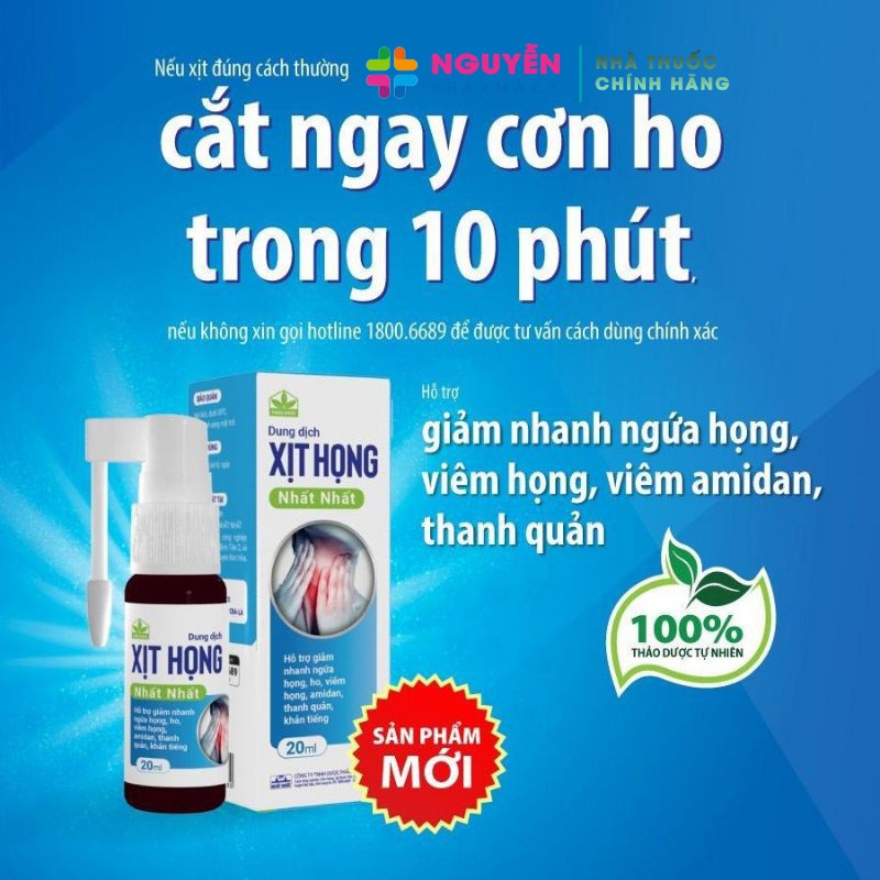 Xịt họng Nhất Nhất 20ml - Giúp giảm ho, giảm đau rát, ngứa họng, viêm họng