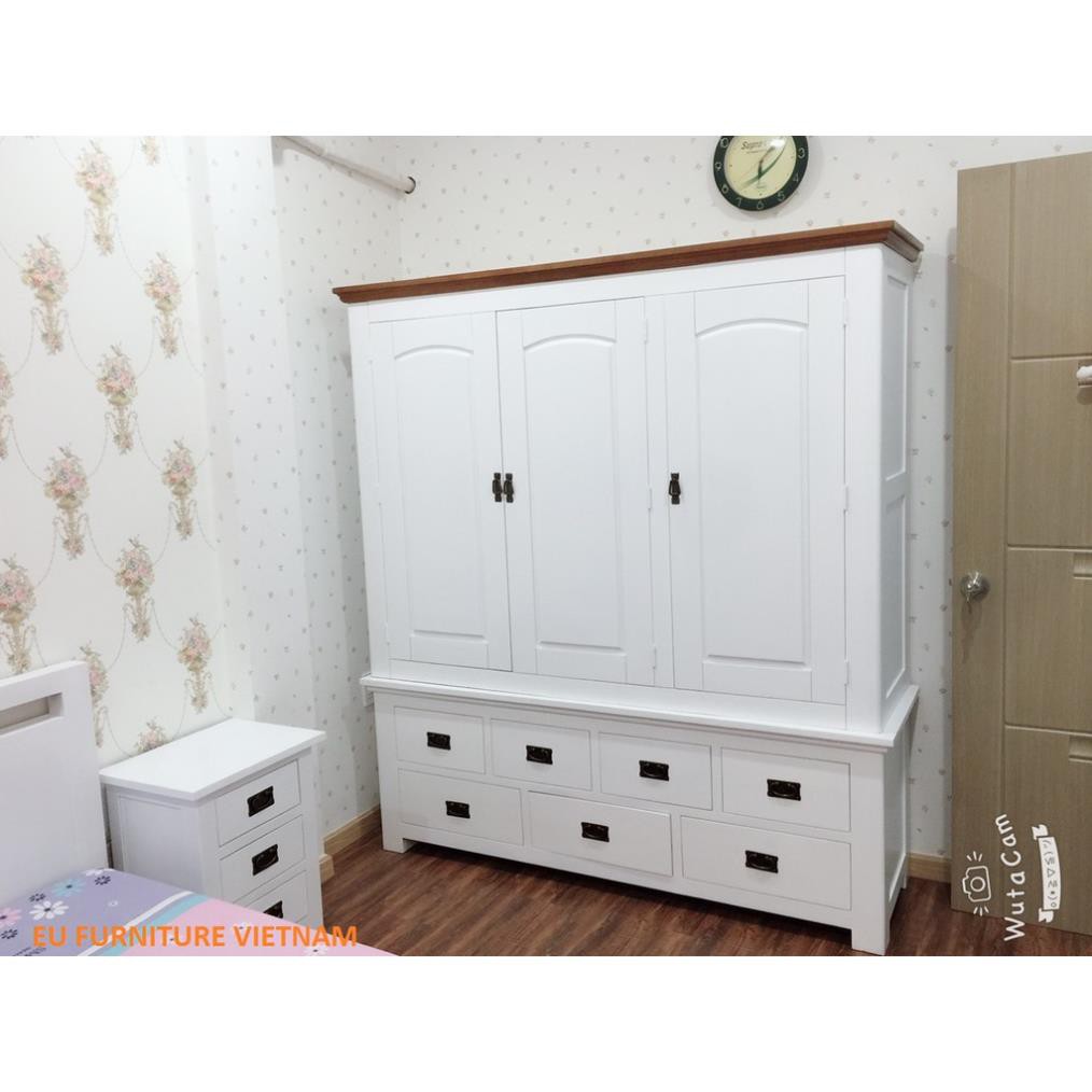 tủ áo 4 buồng gỗ sồi Mỹ sơn trắng 1m8 | BigBuy360 - bigbuy360.vn