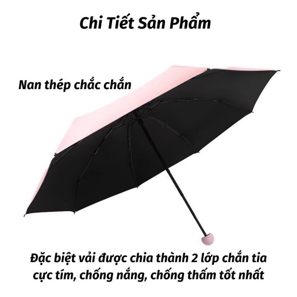 Dù Gấp Gọn Ô Che Mưa Nắng Mini Gấp Gọn Nhiều Màu Chống Thấm Chống Tia UV Hiệu Quả Dù Che Mưa Toki