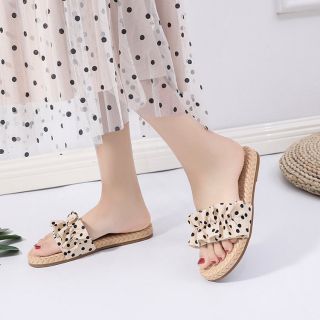 Dép Nữ Đế Giả Cói Chấm Bi Siêu Dẻo