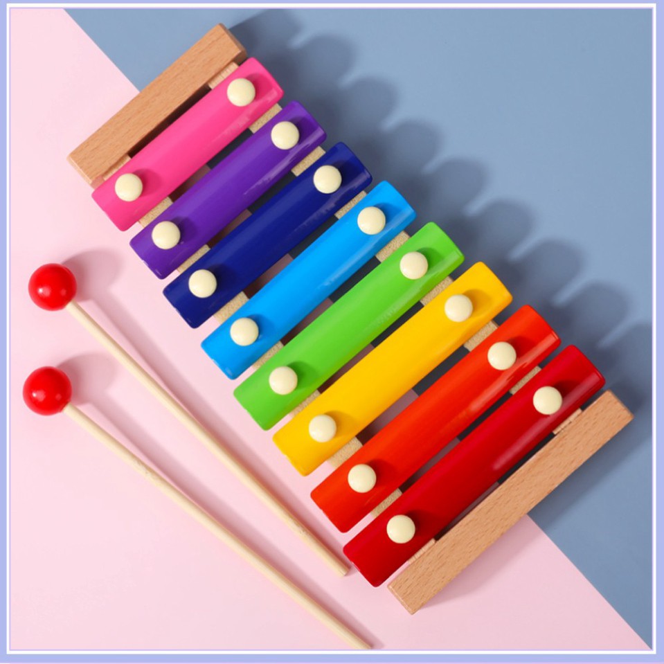 Combo đồ chơi: 1 Sâu gỗ uốn dẻo; 1 Đàn gỗ Xylophone 8 Quãng Cho Bé ( Loại Thường)  BONBON KIDS