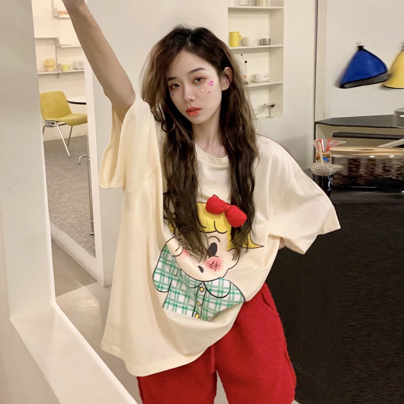Áo Thun Tay Ngắn Dáng Rộng Phong Cách Hàn Quốc Thời Trang Mùa Hè Cho Nữ