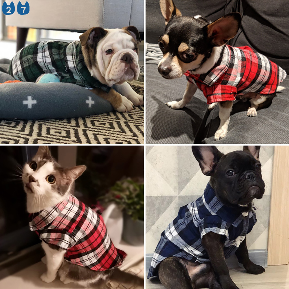 Áo sơ mi cotton họa tiết kẻ sọc phong cách dễ thương cho chó mèo cỡ nhỏ vừa