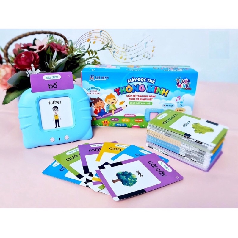 Máy Đọc thẻ Song Ngữ Anh - Việt Flashcard 112 Thẻ 224 Từ vựng Giúp Bé Tăng Khả Năng Nghe Và Nhận Biết Từ