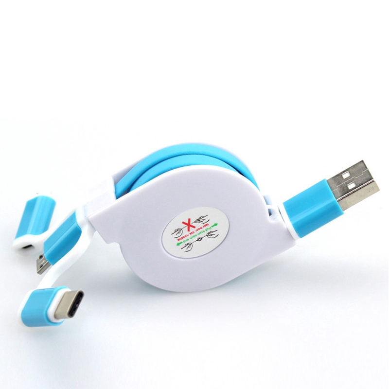 Cáp Sạc Nhanh Rút Gọn 3 Trong 1 Dài 1m Cho Android Type C &amp; Micro Usb &amp; Iphone