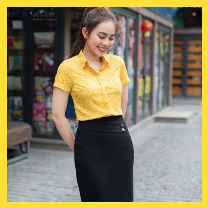 Áo Sơ Mi Nữ Ngắn Tay Đẹp Họa Tiết Pháo Hoa A638 MC Fashion Silk Lụa Nhẹ Thấm Hút Mồ Hôi Không Nhăn