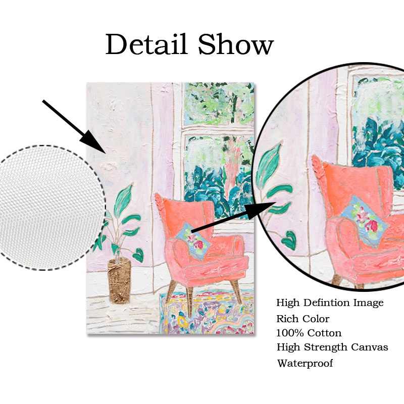 Tranh Sơn Dầu Treo Tường Trang Trí Hình Mèo Và Cây Cối Phong Cách Retro