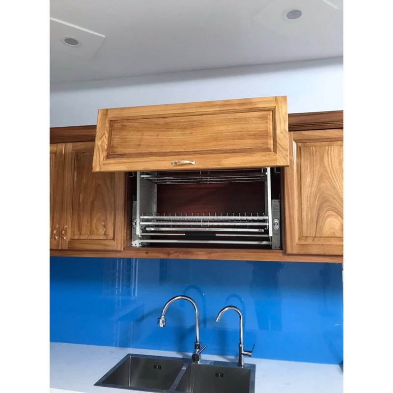 Giá bát đĩa nâng hạ inox 304, kệ đựng đồ nhà bếp thông minh có thế chỉnh độ cao thấp tùy ý