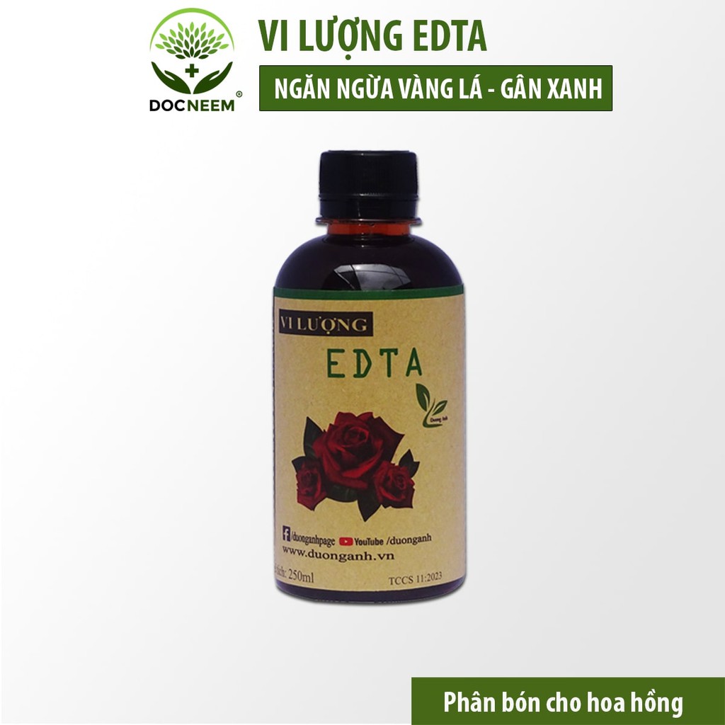 Phân bón vi lượng DOCNEEM trị vàng lá gân xanh, cho hoa hồng, hoa lan, cây cảnh trong nhà và ngoài trời, chai 250ml