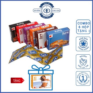 Bao Cao Su 💥 [Hàng Chính Hãng] COMBO 6 hộp Bao Cao Su Sure Tím - TẶNG 3 BAO (7 hộp - 21 bao)