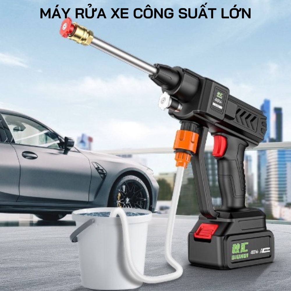 Máy rửa xe cầm tay công suất lớn cực tốt full phụ kiện, đồ rửa xe mini áp lực cao cầm tay siêu tiện lợi