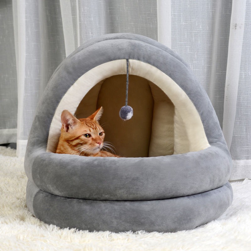 ℡Net nổi tiếng mèo con cũi ấm áp mùa đông yurt giường nửa kín biệt thự nhà vật nuôi quanh