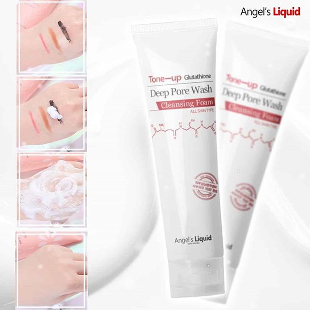 Sữa rửa mặt dưỡng trắng da làm sạch sâu Angel’s Liquid Tone Up Glutathione Deep Pore Wash Cleansing Foam 120ML