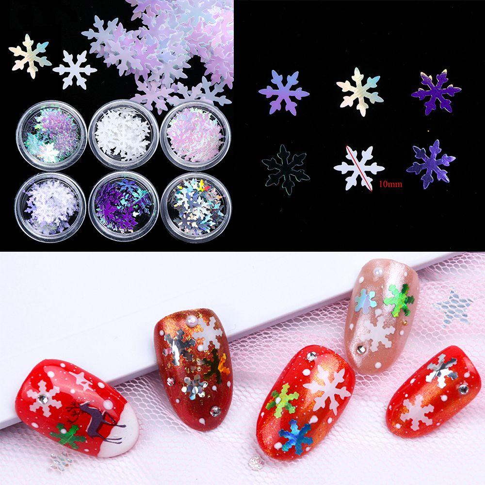 Sequin Hình Bông Tuyết Nhiều Màu Sắc Trang Trí Móng Tay Mùa Đông