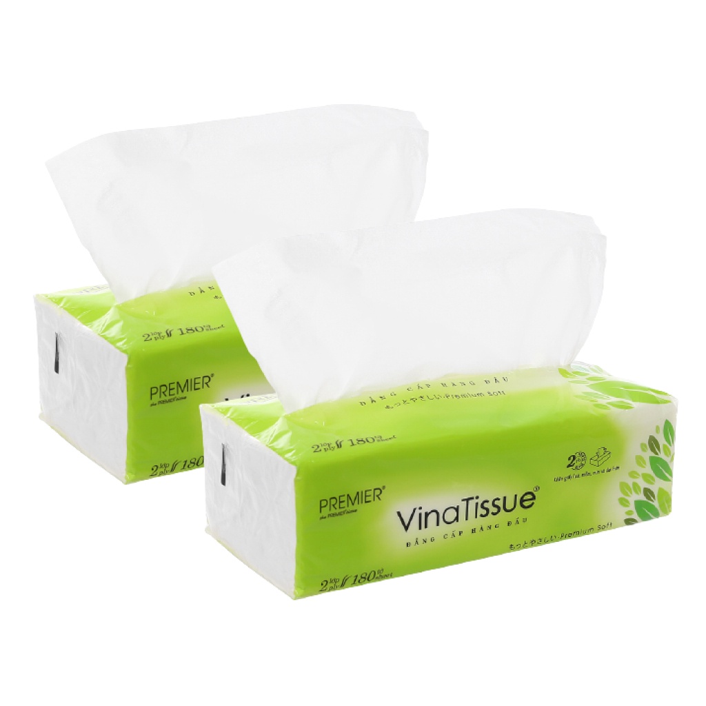 Khăn giấy lụa PREMIER VinaTissue 2 lớp gói 180 tờ