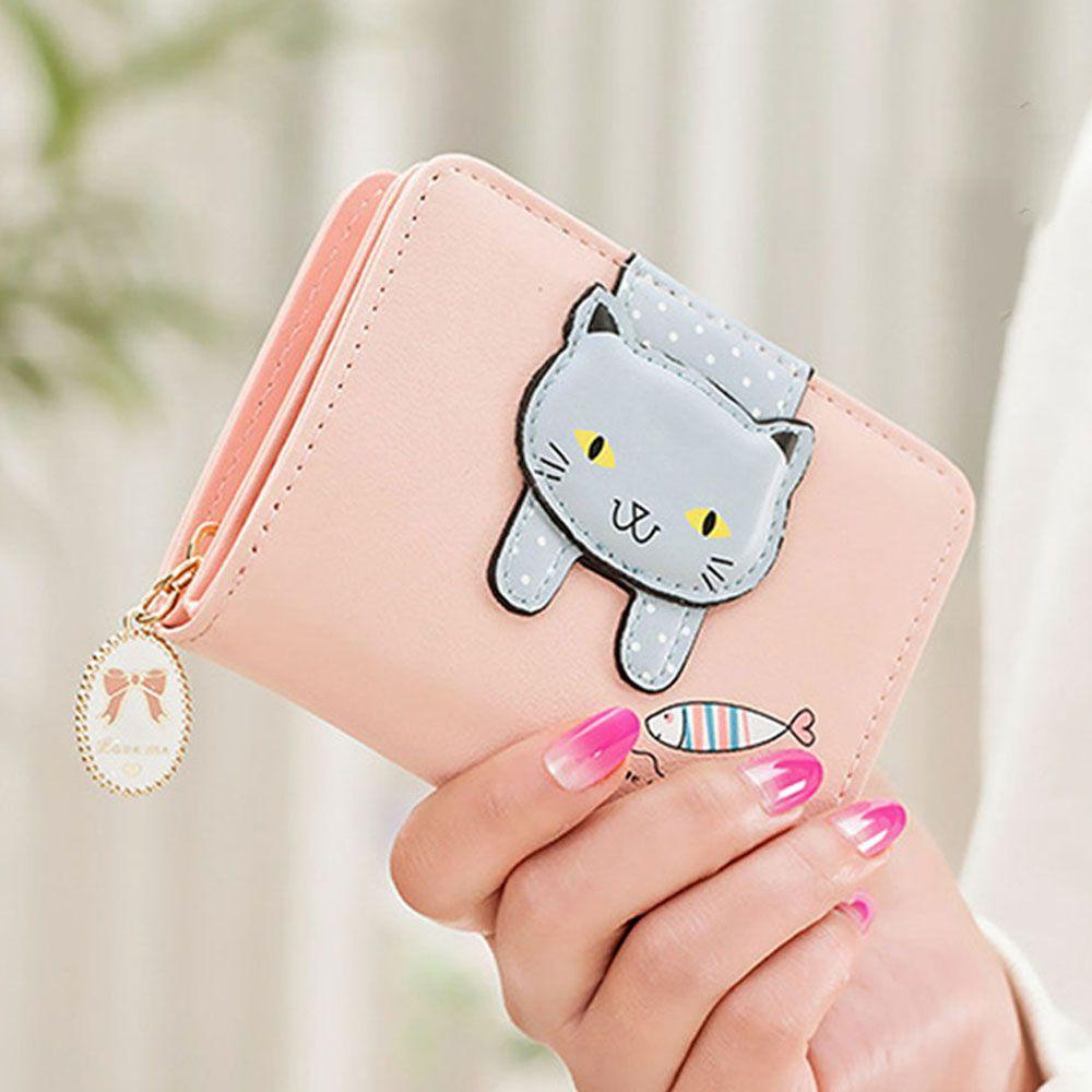 UUMIR Ví Da PU Dáng Ngắn Đựng Thẻ Thiết Kế Xinh Xắn Cho Nữ Giá Đỡ