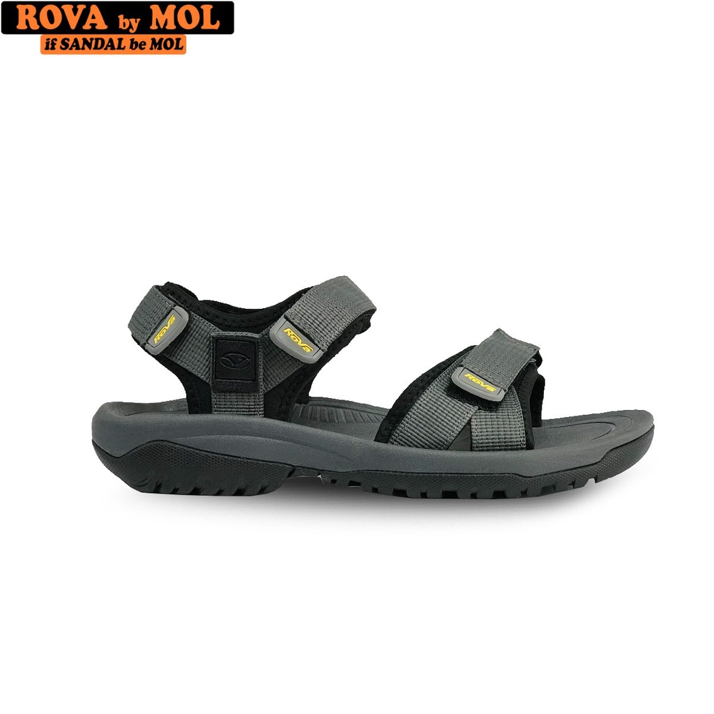 Giày sandal nam hiệu Rova siêu bền quai ngang đế cao su quai dù đi làm đi học màu xám mã RV679