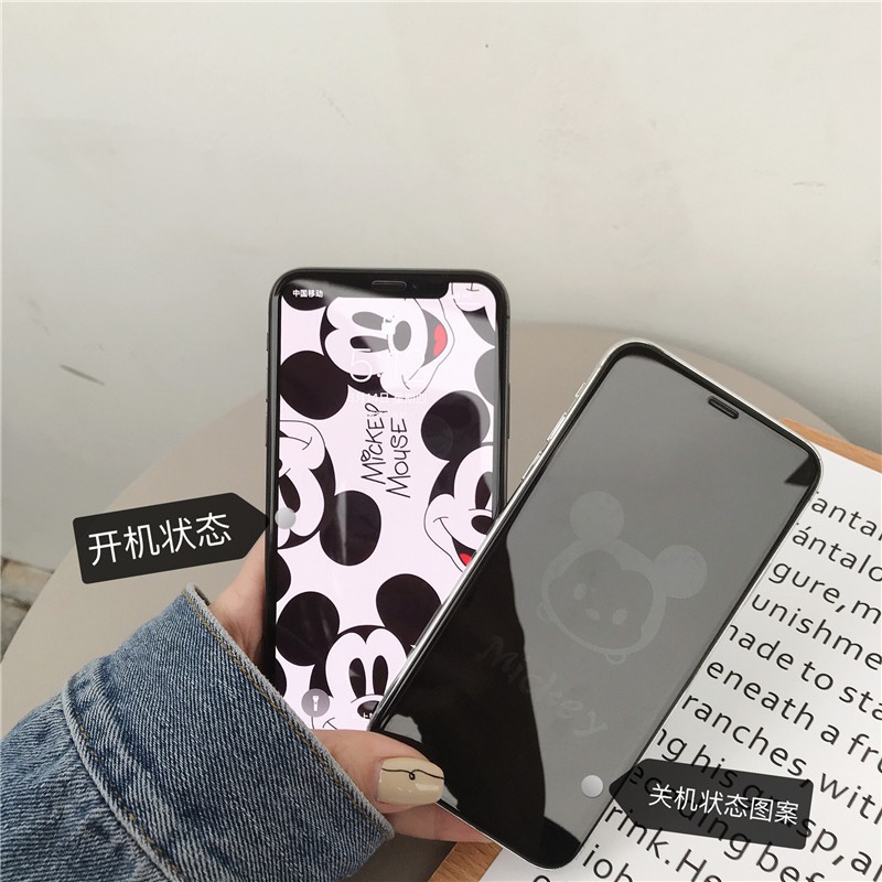 Kính Cường Lực Bảo Vệ Màn Hình Họa Tiết Mickey Và Minnie Dành Cho Iphone 11 12 Pro Max