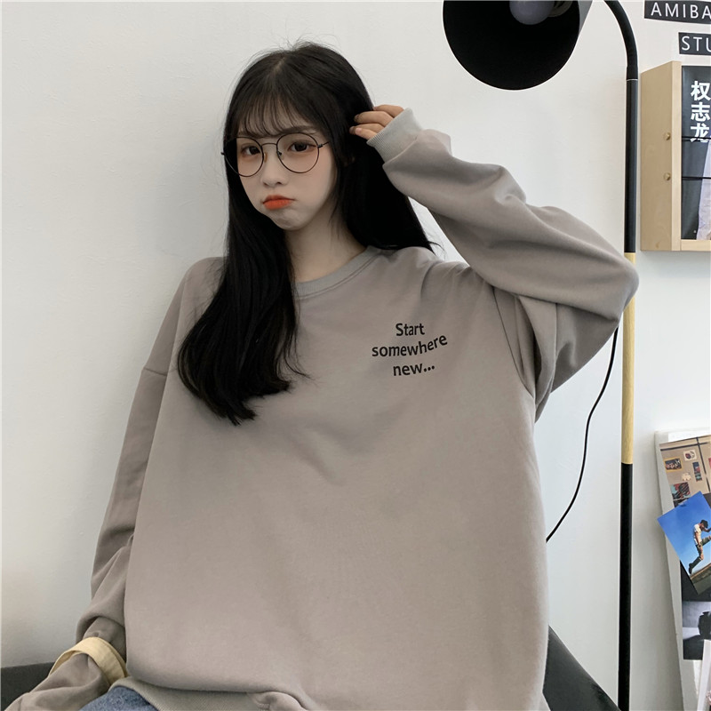 Áo thun mỏng dáng rộng in chữ thời trang mùa thu phong cách Hàn Quốc 216179 | BigBuy360 - bigbuy360.vn