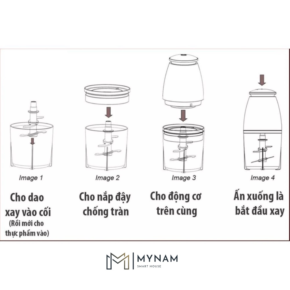 Máy xay MYNAM đa năng 750ml 350W, xay thịt cá đồ ăn dặm cho bé thực phẩm tháo rời có thể mang đi