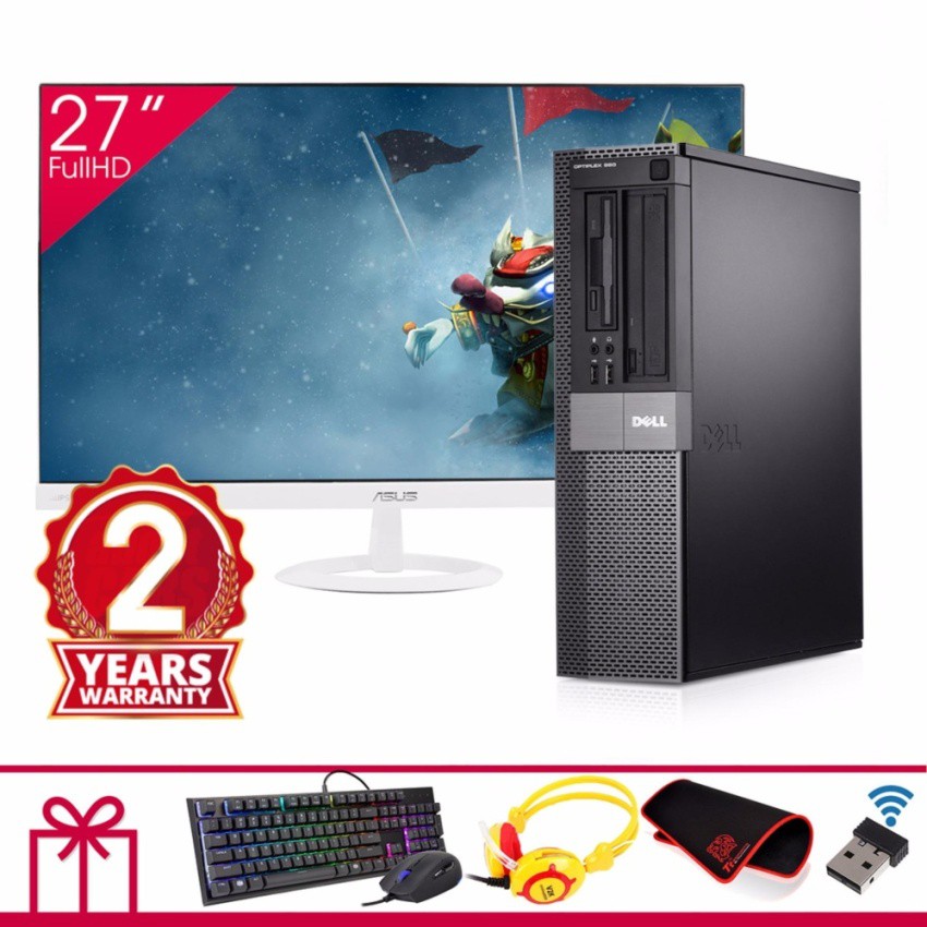 Máy tính Doanh Nghiệp Dell Optiplex 960 DT + Màn hình ASUS 27inch Full Viền (Core 2 Quad Q9400,8GB, SSD 480GB)+ Quà Tặng