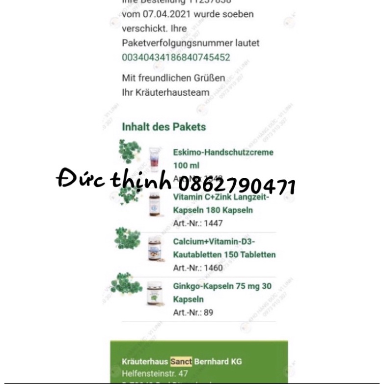Viên Uống Bổ Sung Kẽm Vitamin C + Zink Sanct Bernhard Hỗ Trợ Làm Đẹp & Tăng Cường Sinh Lực 180viên