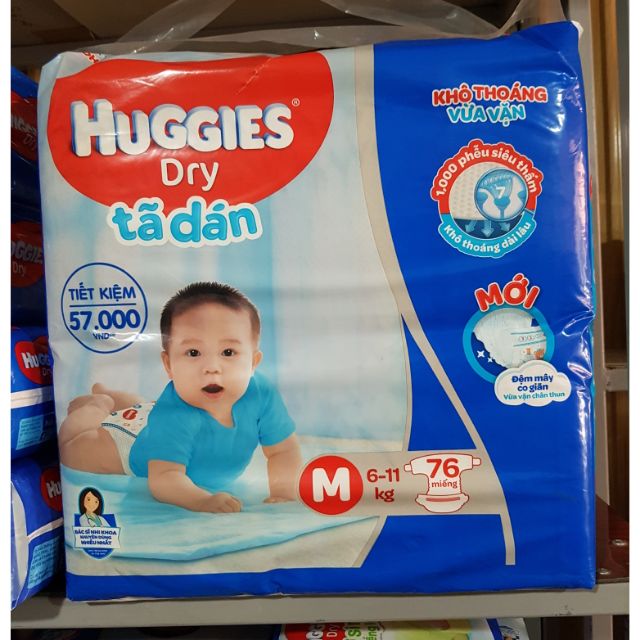 Tã dán Huggies M76, L68, L42, M48
