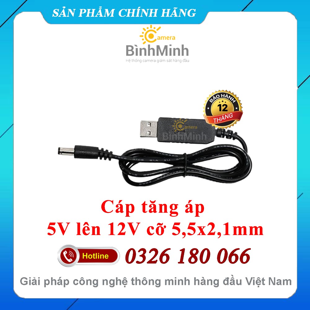 Cáp Tăng Điện Áp USB 5V lên 9V 12V(có thể cắm vào sạc dự phòng cấp cho modem mạng, wifi, camera khi mất điện)