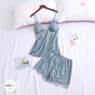 [Ảnh thật] [Có sẵn] Set ngủ lụa 2 dây sexy Helen cộc