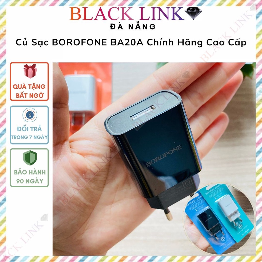 Củ Sạc 2.1A BOROFONE BA20A Cao Cấp Điện Thoại Máy Tính Bảng Cốc Sạc Nhanh Pin Dự Phòng Tai Nghe Bluetooth Không Dây I12