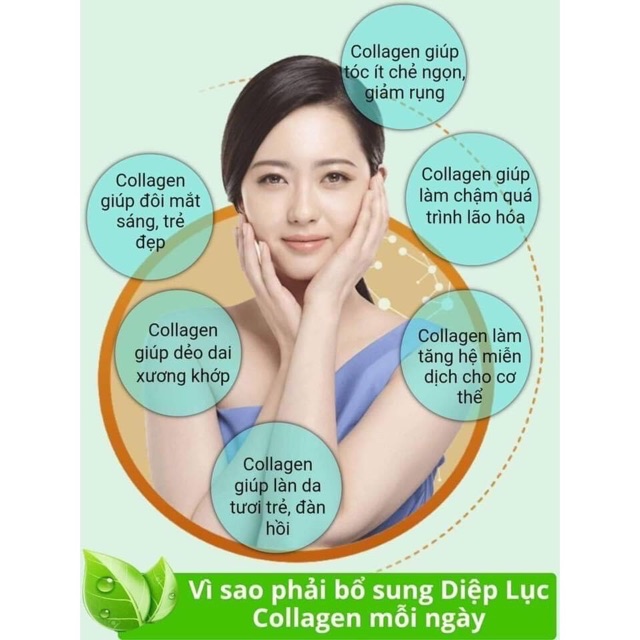 Diệp lục colagen hộp 30 gói hàng chính hãng mờ nám đẹp da