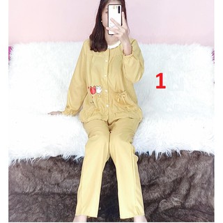 Bộ pijama kate lụa, quần dài, ảnh thật